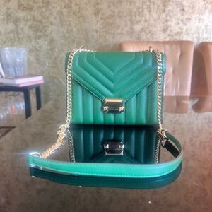 Michael Kors Whitney Quilted Green Crossbody Chain Shoulder Bag